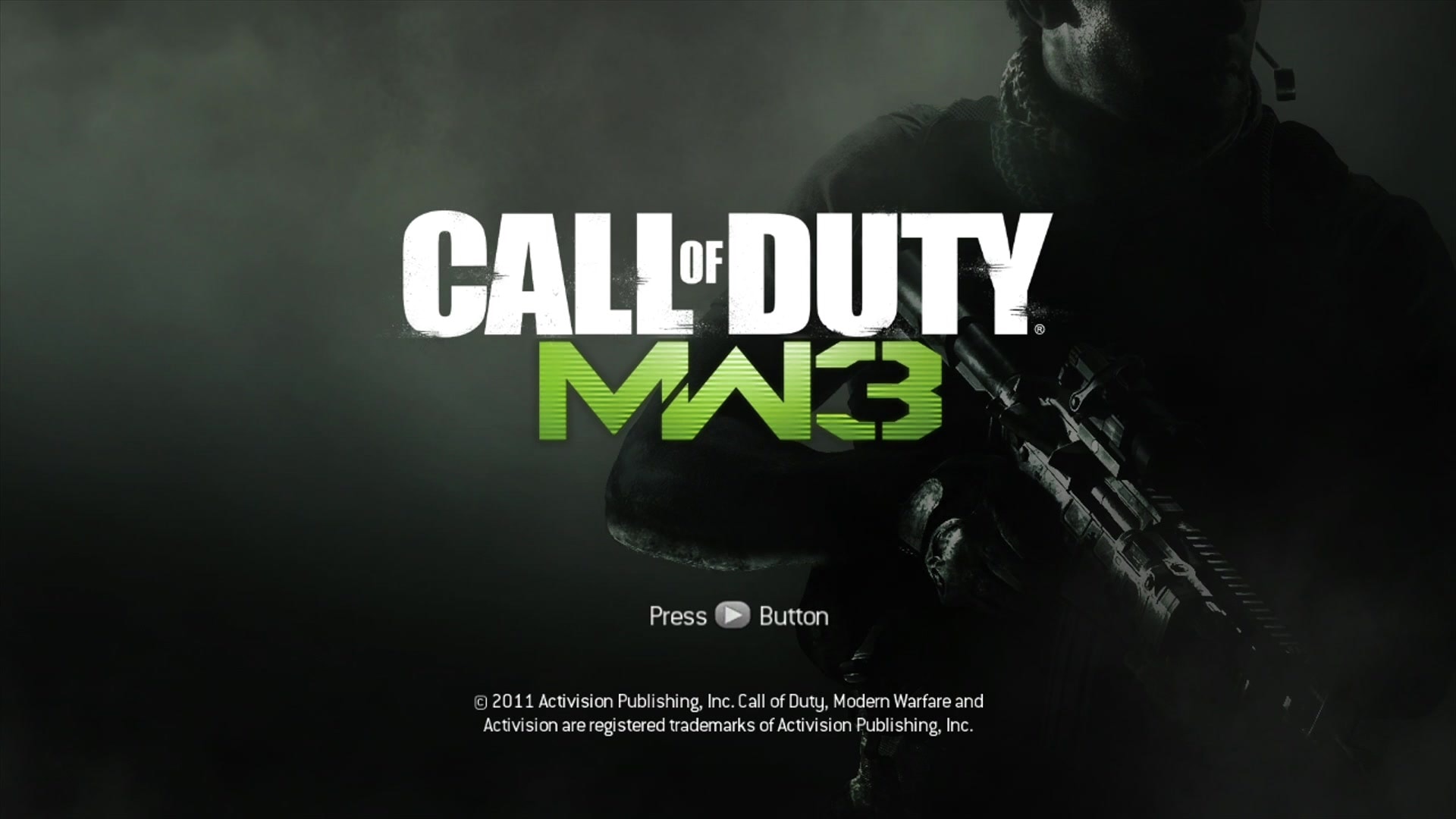 Call of Duty 3 title screen for Xbox 360
